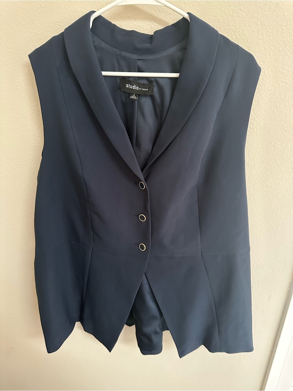 Studio by Torrid Tailored Sleeveless Blazer/Vest Polished Layering Piece, Navy